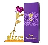 Funpa　造花　24K　ローズ　母の日　バレンタインデー　記念日　プレゼント　ギフトボックス付き　プロポーズ　インテリア　置物 (ローズレッド)