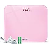 ETEKI 体重計 ヘルスメーター 50g単位 2年間品質保障 たいじゅうけい電源自動ON/OFF 小型 180kgまで対応 強化ガラス コンパクト 電池付属 EB4010J ピンク