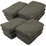 ●コットンタウン(Cottontown) コンパクトバスタオル 50×100㎝ チャコールグレー 12枚セット ピマ綿 ホテルタイプ ミニバスタオル カラー 同色セット 高吸水 高耐久 無地 綿100%