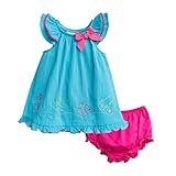 Good Lad新生児/幼児Girlsブルーガーゼサンドレスwith Tropical刺繍とパンティー カラー: ブルー