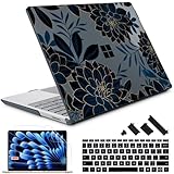 May Chen Microsoft Surface Laptop Go 3 Go 2 Go 1 12.4インチモデル 1943 2013 (2023 2022 2020年発売) 対応 プラスチックハードシェルケース スクリーンプロテクター+キーボードカバー付き、高級ダリア