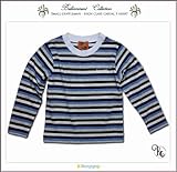 刺繍入りフォーマルに映える高級感あるボーダー長袖Ｔシャツ（JPBt)グレー　ストライプ 110cm