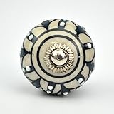 Ornate green floral Ceramic knobs for cabinets & cupboards - hand painted pulls