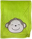 Carter's Textured Embroidered Velour Blanket, Green/Yellow Safari by Carter's