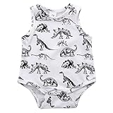 Cutelove ベビー服　新生児　赤ちゃん　男女兼用　ボディスーツ　ロンパース　ノースリーブ　夏　プリント　恐竜　綿100％　おしゃれ