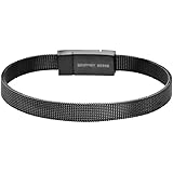 Geoffrey Beene Stainless Steel Men's Mesh Link Chain Bracelet with Magnetic Clasp