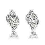 クリスタルパヴェS Swirl形状Endless Loveスタッドイヤリング18 Kホワイトゴールドメッキ高級ジュエリー