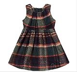 子ども服 おしゃれ ワンピース 女の子 チェック柄 赤 緑 (140ｃｍ, 緑チェック)