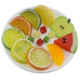 gresorthプレミアム人工フルーツスライスレモンフェイクタトゥーAppleキウイスイカStrawberry Cherriesホーム装飾