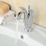 beeleeデッキマウントBionicsデザインセンターセットバスルームシンク蛇口、クロムFinished