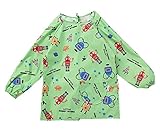 新しいグリーンロボットの防水スリーブビブの子供の絵画（90-110CMの高さ）