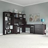 Cabot L Shaped Desk with Hutch Lateral File Cabinet and 5 Shelf Bookcase [並行輸入品]