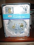 Baby 4 Piece Keepsake Set (Blue) - Piggy Bank, Photo Box, Tooth Holder & Curl Holder by Marketed by 