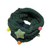 QIAONAI 子供用　可愛い　ニットスヌード 　首巻き 編み糸ネックウォーマー　マフラー　星　ボンボン付 おしゃれ　可愛い　キッズマフラー 　暖かい　防寒対策　お出かけ　通学　通園　ガールズ ボーイ