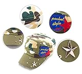 子供用キャップ　アーミー風ワッペン　カモフラージュ　星形リベット付迷彩柄帽子　ベビー＆キッズ (ベージュ迷彩)