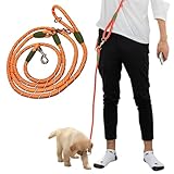 grooblue 肩掛け式 犬用リード ハンズフリー 1頭用 2頭用 12mm太ロープ 小型犬 中型犬 大型犬 多機能 反射材付き 散歩が快適に オレンジ