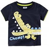 Plus Nao(プラスナオ) 半袖 Tシャツ プリントTシャツ カットソー トップス 夏 子供服 男の子 男児 キッズ KIDS 動物 アニマル カバ ワニ ロ 9320ネイビー 110