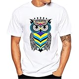 Tシャツ BOBOGOJP メンズ 服 おしゃれ 半袖 丸首 おもしろい フクロウ柄 サボテン柄 カジュアル 男の子 白tシャツ おおきいサイズ 薄手 トップス 春夏秋着 男性 プレゼント 誕生日用 