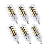 AmmToo pack of 6 E12 LED 18W corn bulb 85-265V 140Leds 5736 SMD 1440LM Warm White 2800-3200K Candela