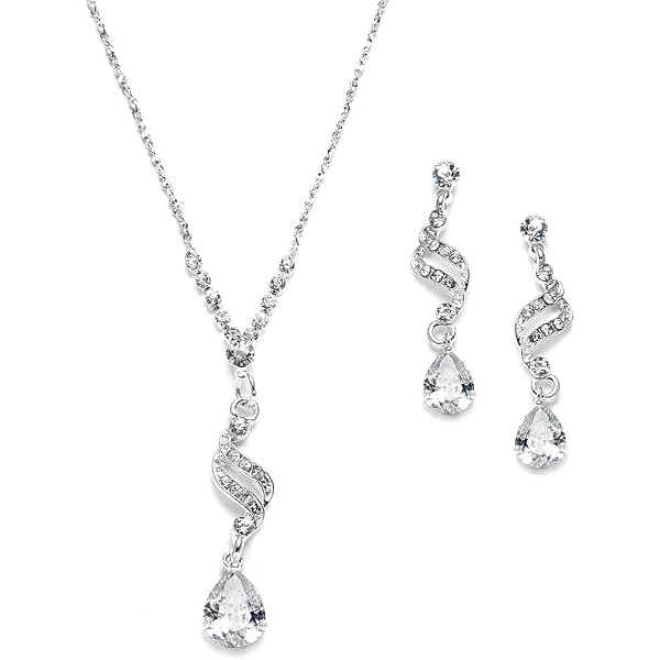 Mariell Silver Cubic Zirconia Wedding Bracelet & Earrings Set For Bride & Bridesmaids