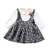 Candykids　キッズ 女の子 女児 長袖 ワンピース フォーマル 丸襟 フレア スカート 発表会 結婚式 入学式 入園式 卒園式 卒業式 プリンセス お嬢様 キュート (80cm, グレー)