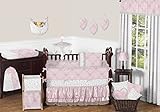 Sweet Jojo Designs Pink Gray and White Shabby Chic Alexa Damask Butterfly Girls Baby Bedding 9 Piece