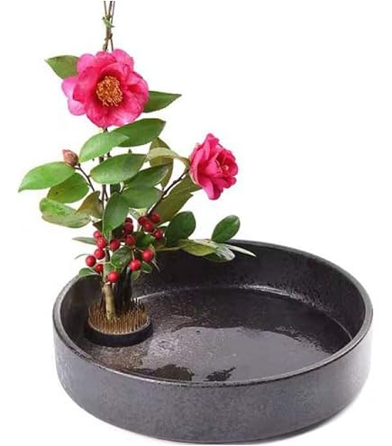 Amazon.co.jp: 小原流生け花 古い織部焼 緑土色長型水盤 花器 : ホーム