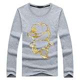 BUZZxSELECTION(バズ セレクション) Tシャツ 長袖 ロンT カットソー キャラクター プリント カジュアル メンズ TSL035 (04 グレー,XXL)