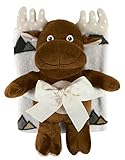 Stephan Baby Ultra-Soft Coral Fleece Crib Blanket and Plush Brown Moose Toy Gift Set [Floral] [並行輸入品