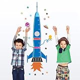 壁紙 ロケット 身長計 子ども ウォールステッカー 身長 壁紙シール 子供 ウォールシール 60*90cm