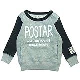 (ポスター) POSTAR 日本製　配色ロゴプリントトレーナー　杢グレー 90cm