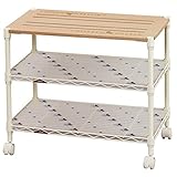 ウッドシェルフ付 TV台 3段 60wアイボリー/ミッキー テレビ台 テレビラック 木棚付き スチールラック ウッドラック 幅60