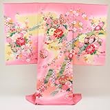 お宮参り 着物 女　「日本製・京友禅手描きピンク地にぼかし 鞠 花車 花 金糸の彩り」 正絹　祝着  初着 お宮参り 産着 宮参り おみやまいり きもの キモノ 女児 女の子 kimono omiya
