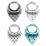 (Sandalup)ベビースタイ よだれかけ ふわふわ ビブ 出産祝い 赤ちゃん スナップ 三角タイプ サイズ調整可能 かわいい 4枚セット(カラー）