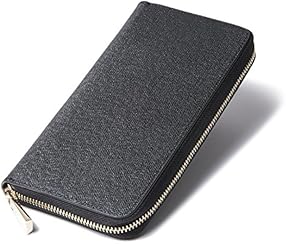 GLEVIO（グレビオ） 財布 シンプルラウンドファスナー 長財布 大容量 メンズ ビジネスマン ブラック