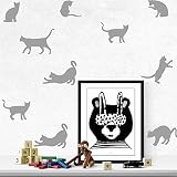 Yanqiao 子供ルームキッズルームベビールーム、灰色のためのDIYの漫画いたずら猫の壁の装飾取り外し可能なビニールの壁のステッカー 1は9を設定しました