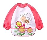 Beeと花パターン防水幼児用よだれかけスモック