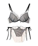 northerly(ノーザリー) インナーセット シアードットチュール ブラジャー＆ショーツセット WH×BK E65