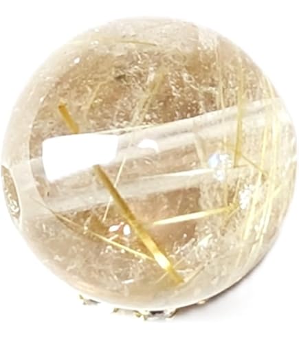 濃い金色がカッコいい タイチンルチル 10ミリ 金針入水晶 粒売り 貫通