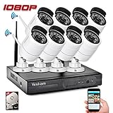 Yeskam Outdoor Wireless Home Security Camera System 1080P 8 Channel and 8 Night Vision 2.0 Megapixel