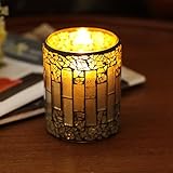 ホーム インプレッション ストリップ パターン クラックモザイク ガラス フレームレス ピラー LED ワックス キャンドル ライト タイマー(グレー)【並行輸入品】+NONOKUROオリジナルミニミ