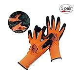 BesToop 芸用手袋 農業 L号 5双組ｾｯﾄ コンフォートグリップ、突き刺し防止、防水、スベリ止め、ウェットとドライの環境 植え付け、家事、作業用手袋、運送、荷物作業、園芸用手袋 (オレンジ 5