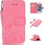 UNEXTATI iPhone SE ケース 高品質 PUレザー 手帳型ケース 衝撃吸収 カバー カード収納 全面保護 Apple iPhoneSE 用 Case Cover (ピンク #2)