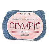 元廣 毛糸 オリンピック純毛 中細 123グレイッシュブルー 10玉パック