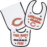 NFL Chicago Bearsファン2 Dribbler Bibs & 1 Burp Clothセット、1サイズ、ホワイト