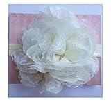 5 Large Lace Shabby plush Flower baby PoshNPretty headband - Ivory by PoshNPretty