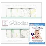 SwaddleDesigns Cotton Muslin Swaddle Blankets Set of 4 and The Happiest Baby DVD Bundle SeaCrystal W