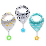 Baby Bandana Bibs Set 3 - Pack Super Teething吸収性Drool Bandana Bibsオーガニック綿100 % カラー: ブラック