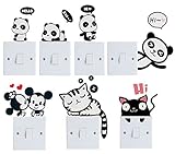 Efivs Arts 7 Pcs Cute Animals Removable Creative Light Switch Decals Bedroom Wall Laptop StickersBla