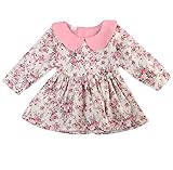 幼児夏のピンクカラーロングスリーブドレス (12-24M, A)